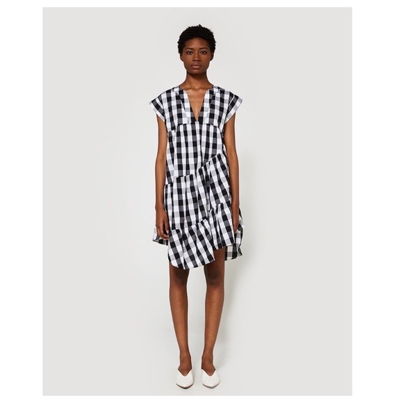 FARROW Chaumont Dress in Black and White Buffalo Check, Asymmetrical Hem, Size S - Picture 13 of 13